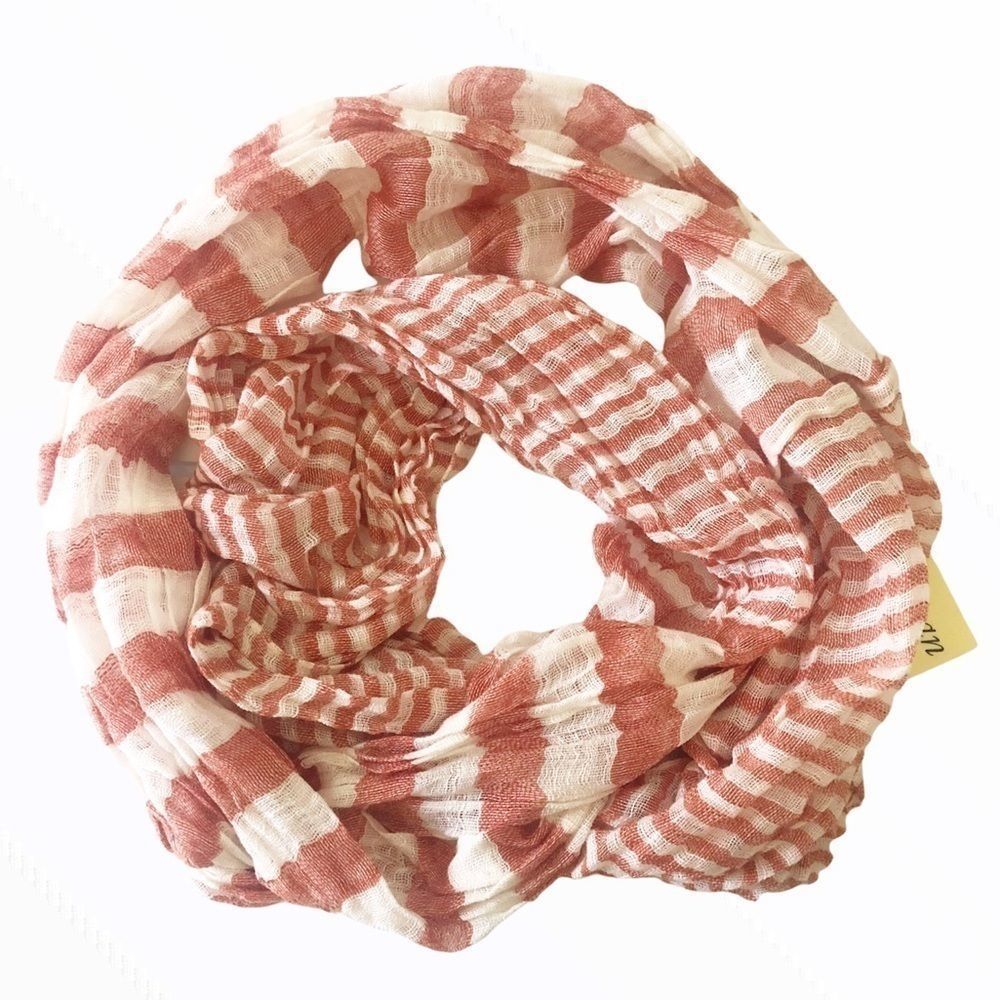 JOY SUSAN Infinity Scarf Red White Striped OS
